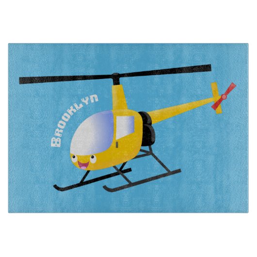 Cute yellow happy cartoon helikopter snijplank (Voorkant)