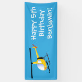 Cute yellow happy cartoon helikopter spandoek (Verticaal)