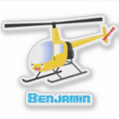 Cute yellow happy cartoon helikopter sticker (Voorkant)