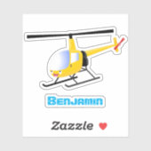 Cute yellow happy cartoon helikopter sticker (Vel)