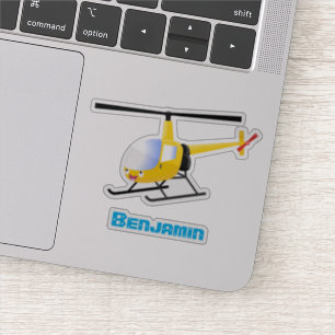 Cute yellow happy cartoon helikopter sticker