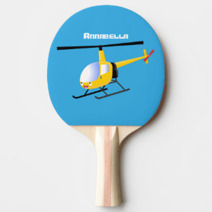 Cute yellow happy cartoon helikopter tafeltennisbatje