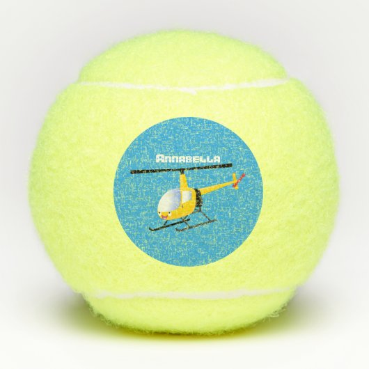 Cute yellow happy cartoon helikopter tennisballen (Voorkant)