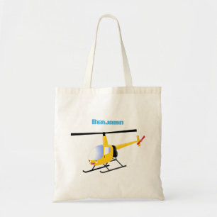 Cute yellow happy cartoon helikopter tote bag
