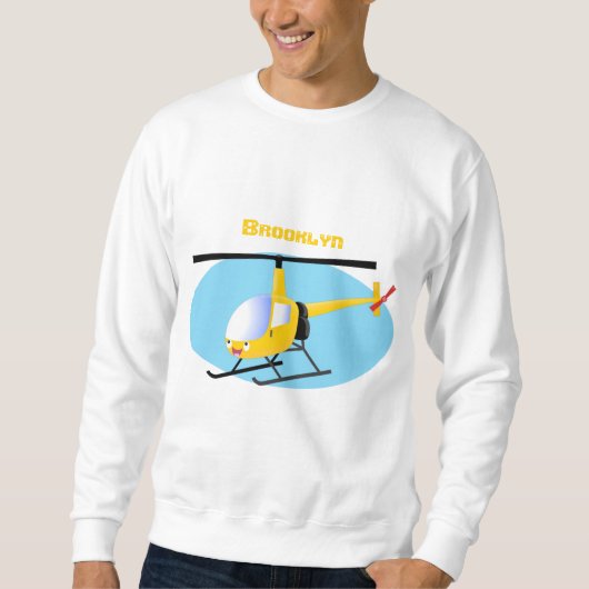 Cute yellow happy cartoon helikopter trui (Voorkant)
