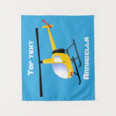Cute yellow happy cartoon helikopter wandkleed (Voorkant)