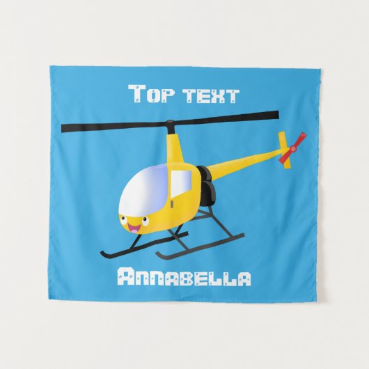 Cute yellow happy cartoon helikopter wandkleed (Voorkant (horizontaal))