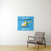 Cute yellow happy cartoon helikopter wandkleed (In Situ (horizontaal))