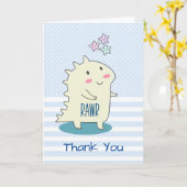 Cute Yellow Happy Dinosaur Illustratie Dank u Kaart (Gele Bloem)