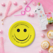 Cute Yellow Happy Face Birthday Papieren Bordje (Feest)