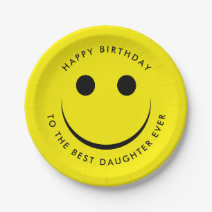 Cute Yellow Happy Face Birthday Papieren Bordje
