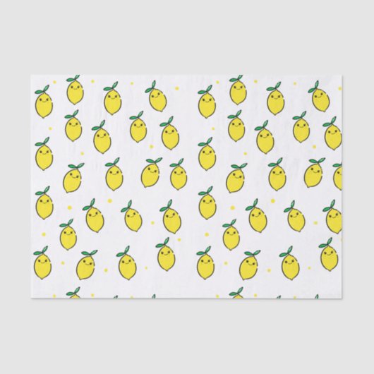 Cute Yellow Happy Face Lemon Tissuepapier (Voorkant)