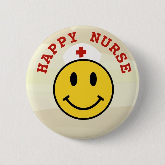 Cute Yellow Happy Face Nurse Pinback Button (Voorkant)
