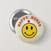 Cute Yellow Happy Face Nurse Pinback Button (Voorkant /achterkant)
