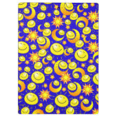 Cute Yellow Happy Faces & Stars Moon Clipboard Klembord (Achterkant)