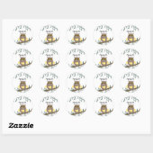 Cute Yellow Heart Owl on Branch Personalized Ronde Sticker (Vel)