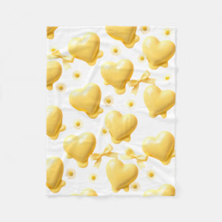 Cute Yellow Hearts Blanket - Sweet Candy Love Thro Fleece Deken
