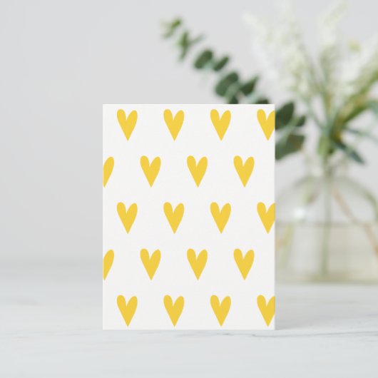Cute Yellow Hearts Pattern Briefkaart (Staand voorkant)