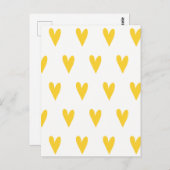 Cute Yellow Hearts Pattern Briefkaart (Voorkant / Achterkant)
