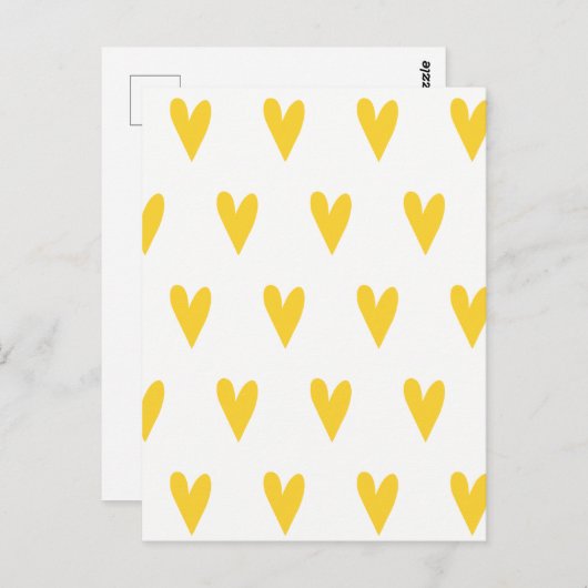Cute Yellow Hearts Pattern Briefkaart (Voorkant / Achterkant)