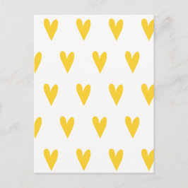 Cute Yellow Hearts Pattern Briefkaart