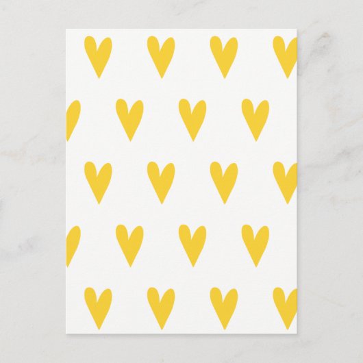 Cute Yellow Hearts Pattern Briefkaart (Voorkant)