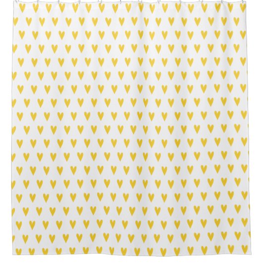 Cute Yellow Hearts Pattern Douchegordijn (Voorkant)