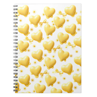 Cute Yellow Hearts Pattern Spiral Notebook Notitieboek