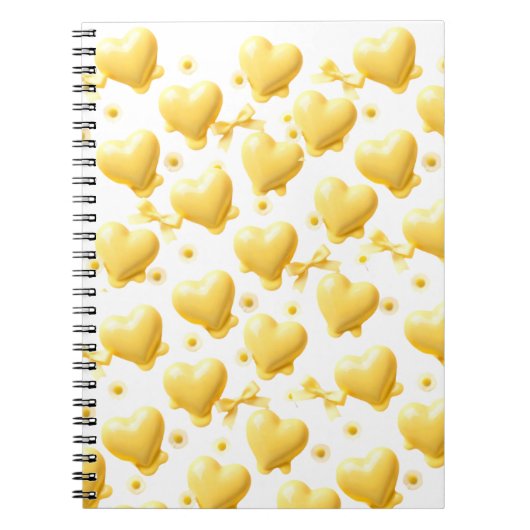 Cute Yellow Hearts Pattern Spiral Notebook Notitieboek (Voorkant)