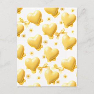 Cute Yellow Hearts Postcard - Sweet Candy Love Not Briefkaart