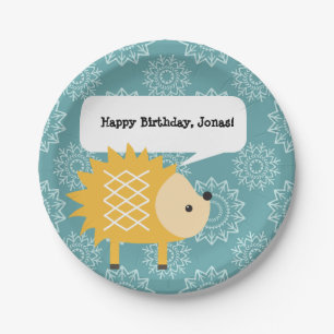 Cute Yellow Hedgel Personalised Party Borden Papieren Bordje