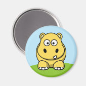 Cute Yellow Hippo Magneet (Voorkant / Achterkant)