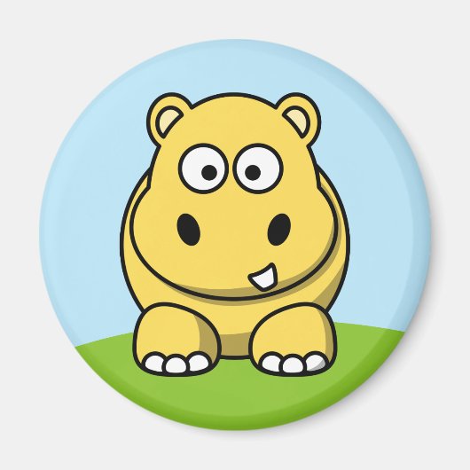 Cute Yellow Hippo Magneet (Voorkant)