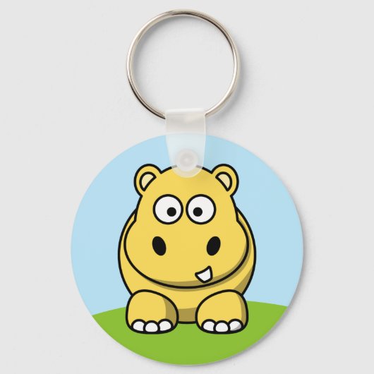 Cute Yellow Hippo Sleutelhanger (Voorkant)