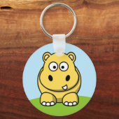 Cute Yellow Hippo Sleutelhanger (Voorkant)