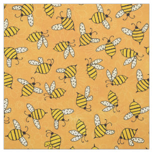 Cute Yellow Honey Bee Pattern Stof