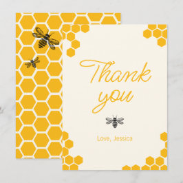 Cute Yellow Honeycomb Mommy to Bee Baby Shower Bedankkaart
