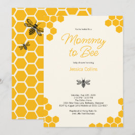 Cute Yellow Honeycomb Mommy to Bee Baby Shower Kaart