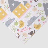 Cute Yellow House Puppy Bird Baby shower Tissuepapier (Detail)