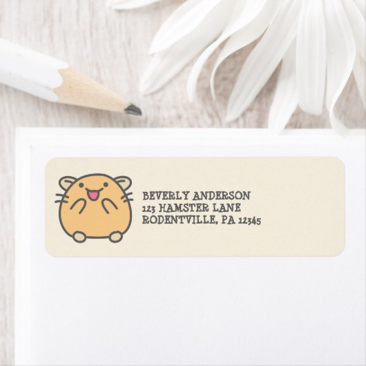 Cute Yellow Kawaii Hamster Return Address Etiket (Insitu)