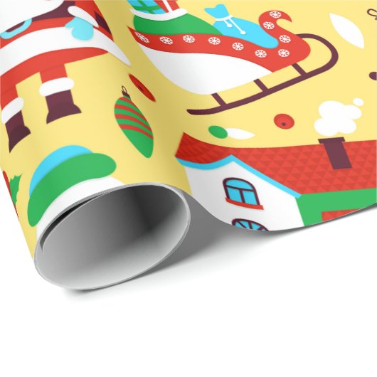 Cute Yellow Kerstmis Pattern Cadeaupapier (Rol Hoek)