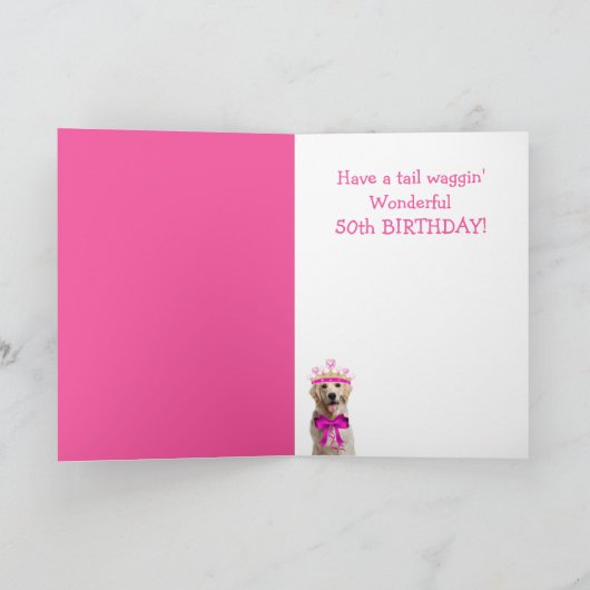 Cute Yellow Lab 50th Birthday Kaart (Binnen)