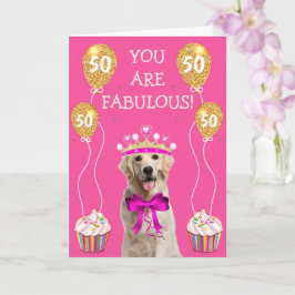 Cute Yellow Lab 50th Birthday Kaart