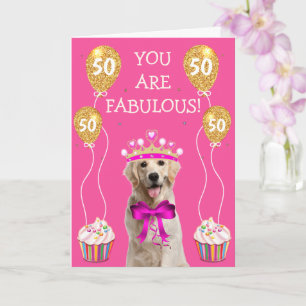 Cute Yellow Lab 50th Birthday Kaart