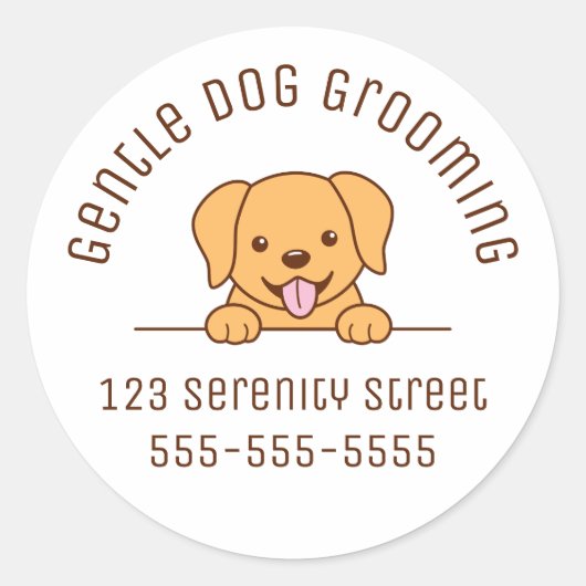 Cute Yellow Lab Dog die aangepaste tekst opzoekt Ronde Sticker (Voorkant)