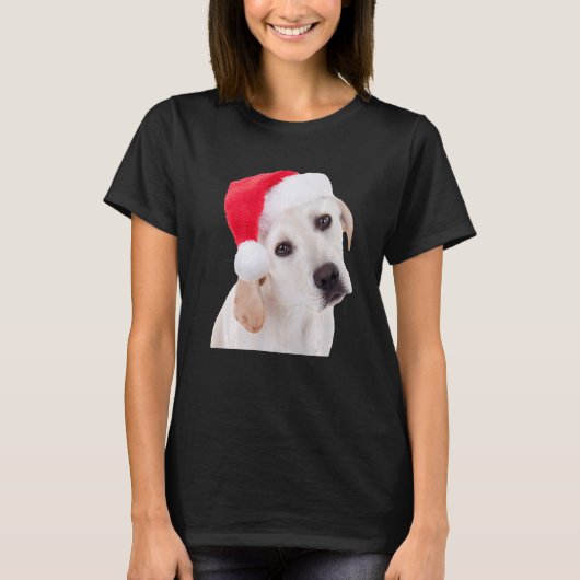 Cute Yellow Lab Dog Santa Hat-kerstlabrador R T-shirt (Voorkant)