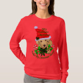 Cute Yellow Lab Puppy Kerstmis T-shirt (Voorkant)