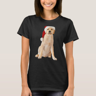 Cute Yellow Lab Puppy Santa Hat Afbeelding Kerstmi T-shirt