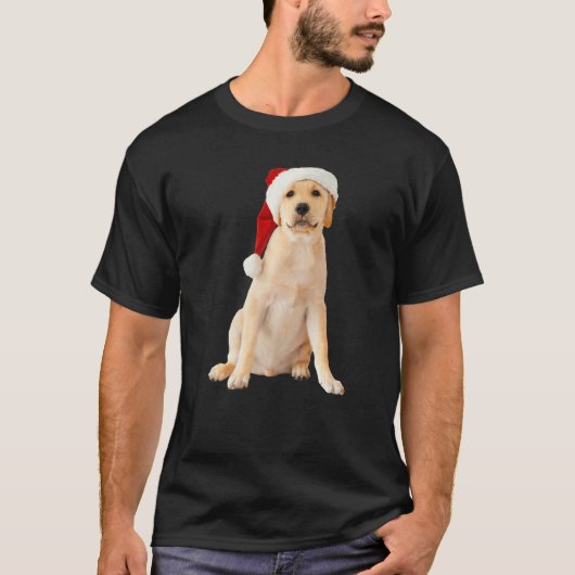Cute Yellow Lab Puppy Santa Hat Image Christmas Do T-shirt (Voorkant)