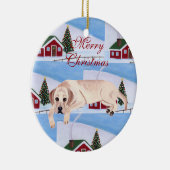 Cute Yellow Labrador Kerstmis Keramisch Ornament (Rechts)